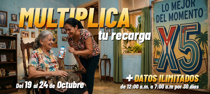 Multiplica x 5 + Datos ilimitados 30 días de 12- 7am